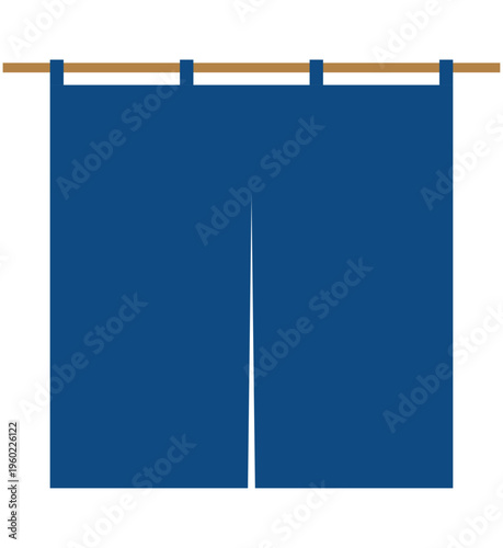 紺色の正方形のれんイラスト | シンプルな無地の暖簾 | 飲食店・店舗の入り口素材 | ベクター