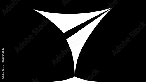 Modern Abstract Stylized Martini Cocktail Glass Icon. Minimalist Geometric Vector Graphic Design Element on Black Background.
