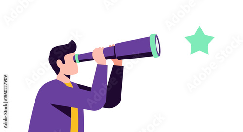 Man looking through a telescope.