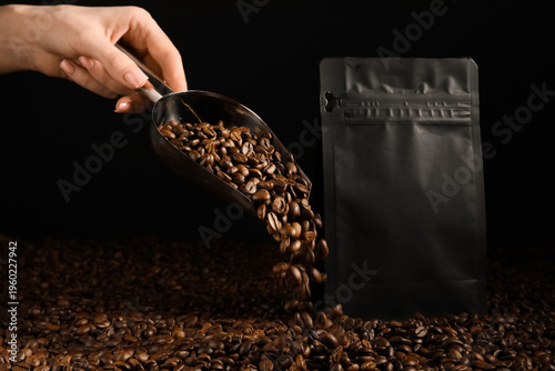 Female hand with scoop, cof...