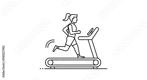 Woman Running on a Treadmill Machine.