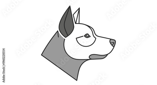 A cartoon dog's head in profile.