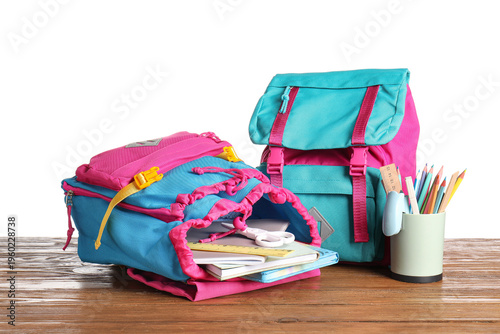 Colorful school backpacks w...