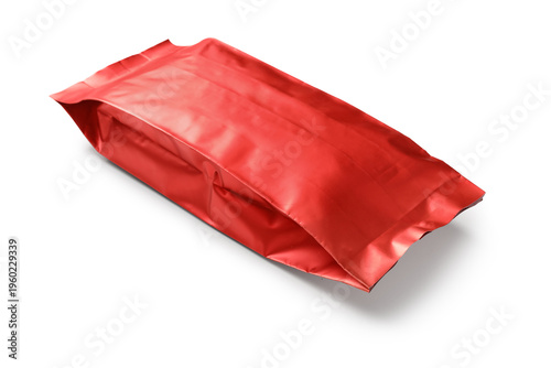 Red coffee bag on white bac...