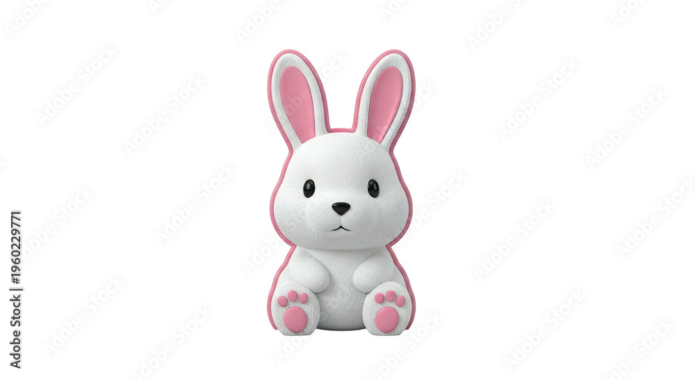 Obraz premium Cute 3D White Rabbit with Pink Accents