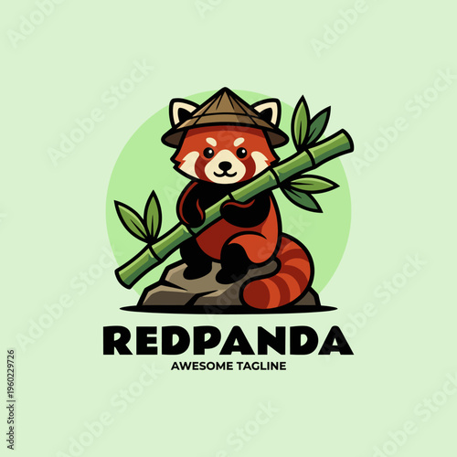 This endearing red panda character, sitting with bamboo, radiates charm and tranquility, making it perfect for nature conservation themes and promoting wildlife appreciation.