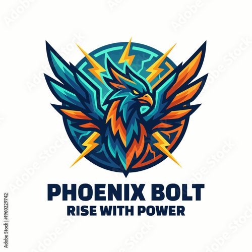 This dynamic phoenix graphic illustrates wings and bolts, embodying energy, power, and rebirth, making it an excellent fit for businesses or brands that promote strength.