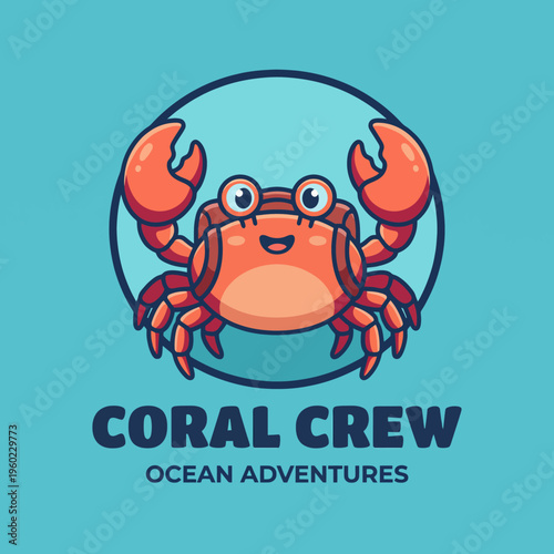 This cheerful crab logo embodies the essence of ocean adventures, combining a playful character with bright colors, ideal for family-friendly aquatic activities.