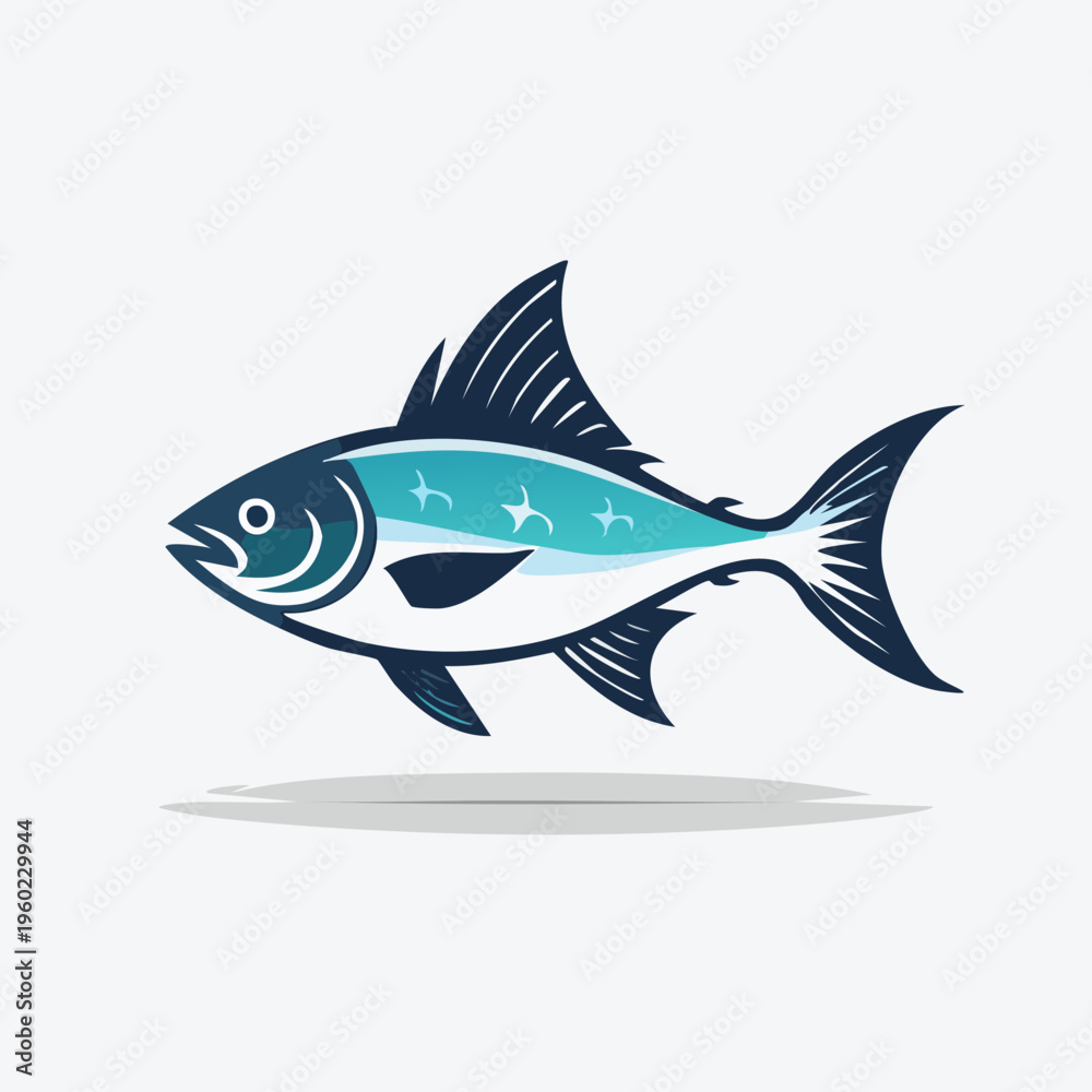 Fototapeta premium Stylized Fish Illustration with Nature Scene Inside.