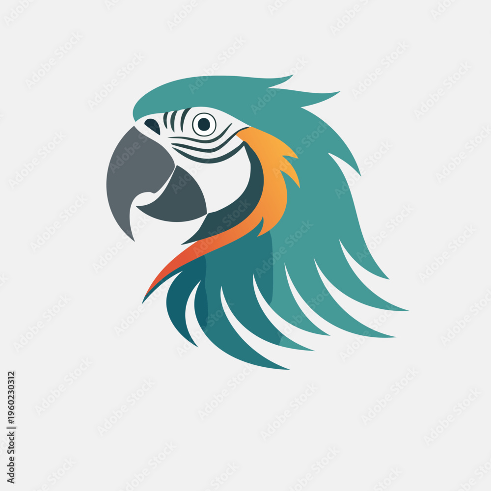 Fototapeta premium Stylized Parrot Head Icon Vector Graphic.