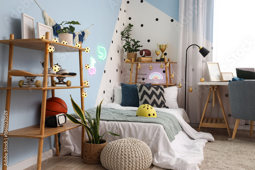 Interior of stylish teenage...