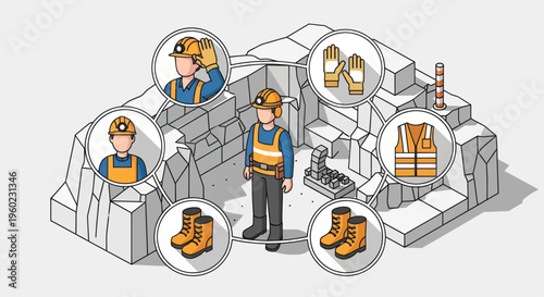 Miners with safety gear in a mine setting.