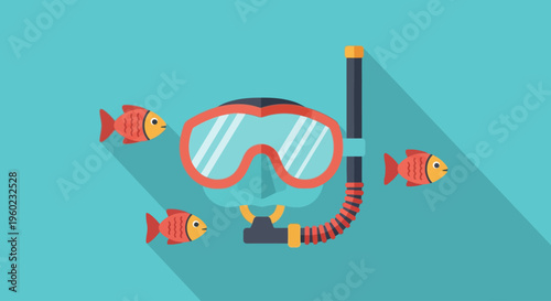 Snorkeling gear and fish illustration.
