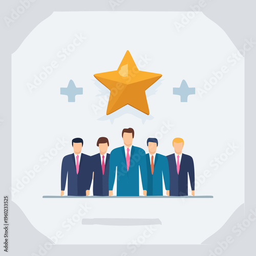 Teamwork Success and Recognition with Golden Star Award.