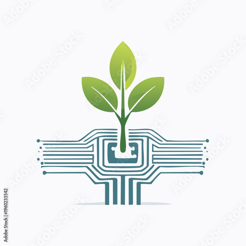 Technology and Nature - A Symbiotic Relationship Illustration.