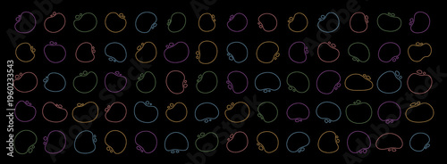 Colorful minimal shape set with organic abstract line and outline form. Blob collection with smooth frame details in graphic style, modern element for pattern and contemporary minimal backgrounds.