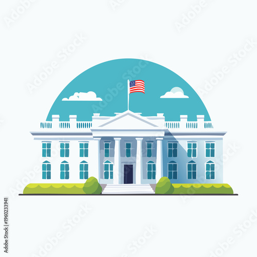 The White House, a prominent symbol of American democracy and presidential power.