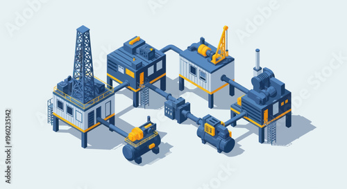 Isometric Oil and Gas Industry Production Facilities.