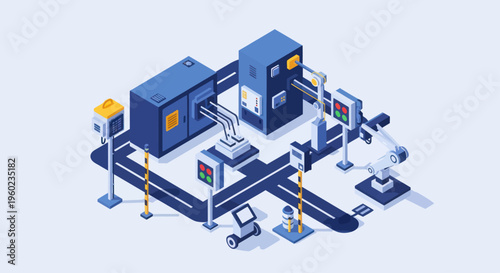 Isometric Smart City Traffic Management System with Automated Control and Surveillance.