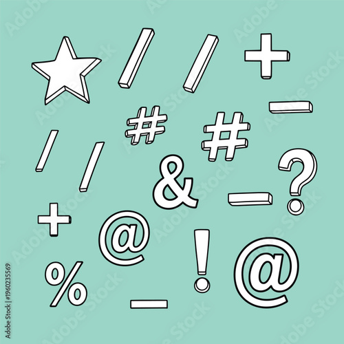 Collection of various punctuation symbols 10.