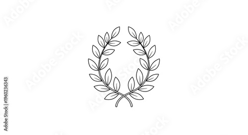 Classic Outline Laurel Wreath Line Art Illustration Representing Victory, Achievement, and Award Symbol Design