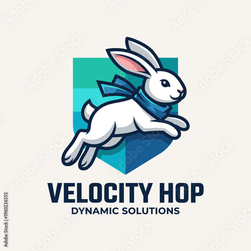 This charming illustration of a dynamic rabbit hopping forward represents speed and agility, perfect for projects that promote energetic and lively concepts or brands.
