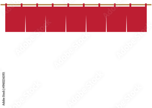 赤色の横長のれんフレーム | 和風のタイトル枠・コピースペース | ラーメン・中華・活気ある店舗デザイン素材 | ベクター