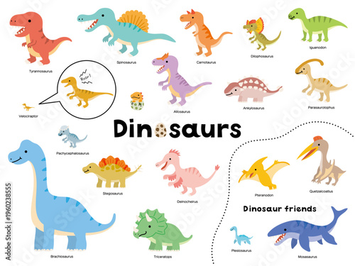 かわいい恐竜のイラストセット