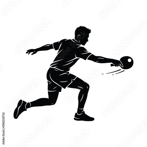 Table Tennis Player Silhouette Isolated Ping Pong Sport Athlete Vector Illustration