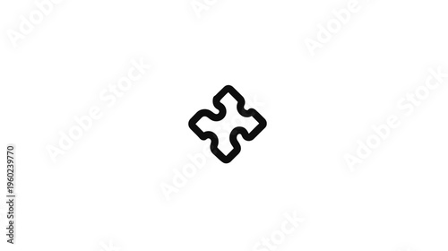 A thick, black, four-way cross symbol, slightly tilted, on a pure white background
