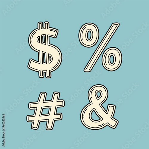 Dollar sign percent ampersand hashtag symbols.