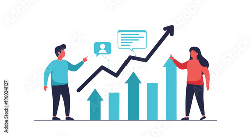 Business people analyzing growth chart graph.