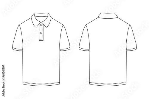Men polo shirt mockup with front and back view, men polo template straight fit for fashion design, apparel branding, garment presentation, clothing catalog