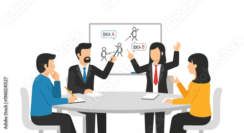 Business people in a meeting discussion.