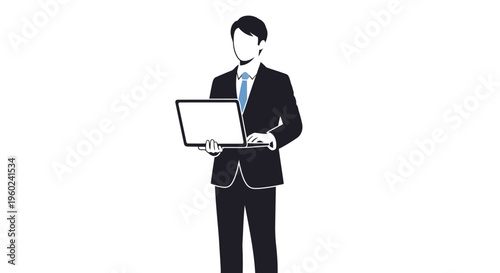 Businessman Holding a Laptop Computer 1.
