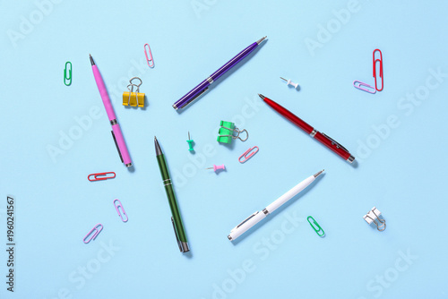 Different pens and paper cl...