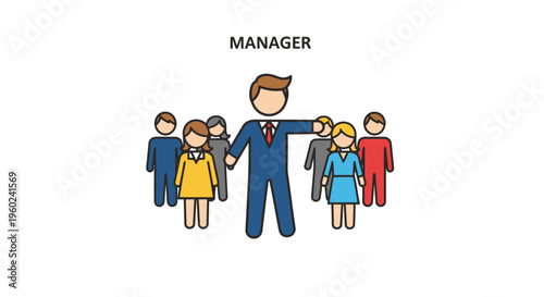 Businessman leading a team of people.