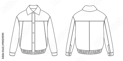 Women bomber jacket mockup with front and back view, women bomber template in shirt style for fashion design, apparel branding, garment presentation, clothing catalog