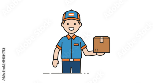 Delivery man holding a package box.