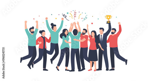 Diverse group of people celebrating together.