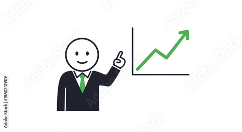 Smiling Businessman Presenting Growth Chart Graph.