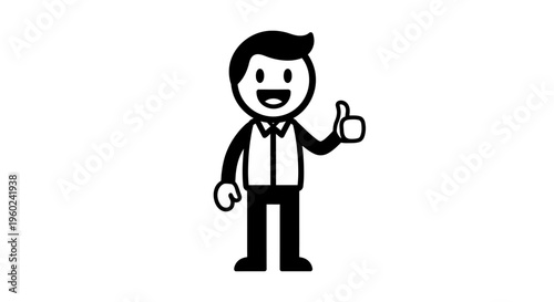 Smiling Cartoon Businessman Giving Thumbs Up.
