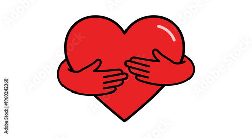 Red heart embraced by warm hands symbolizing love care and self acceptance