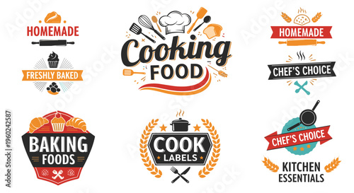 Culinary emblems homemade food cooking baking chef's choice kitchen essentials