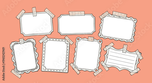 Coral scrapbook frames with ornate decorative borders and vintage style