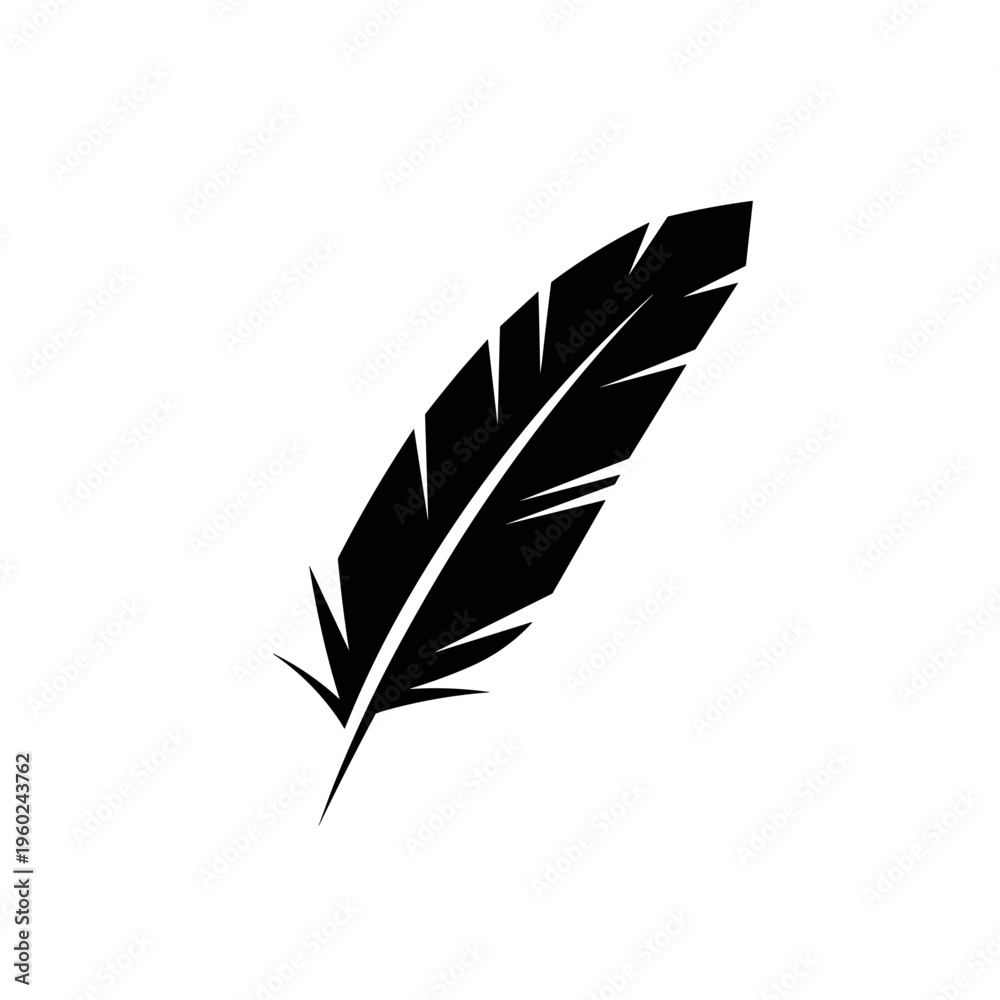 Obraz premium Black feather icon on white background 1.