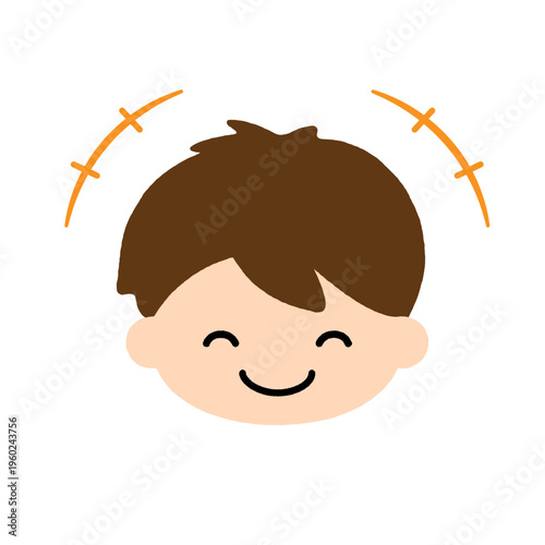 笑顔の男の子の顔アイコン｜かわいい子供イラスト・シンプルで幸せな表情のポジティブ感情素材