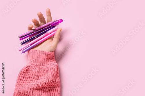 Female hand with different ...