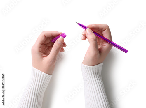 Female hands with purple pe...
