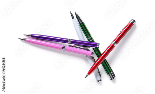 Different pens on white bac...